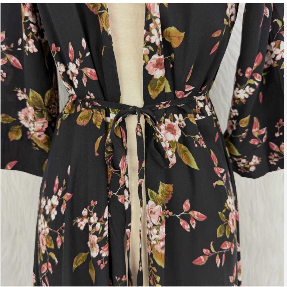 Mia Joy Joyfolie Kathleen Black Floral Duster Long Top‎ Festival Boho Feminine - Picture 4 of 15
